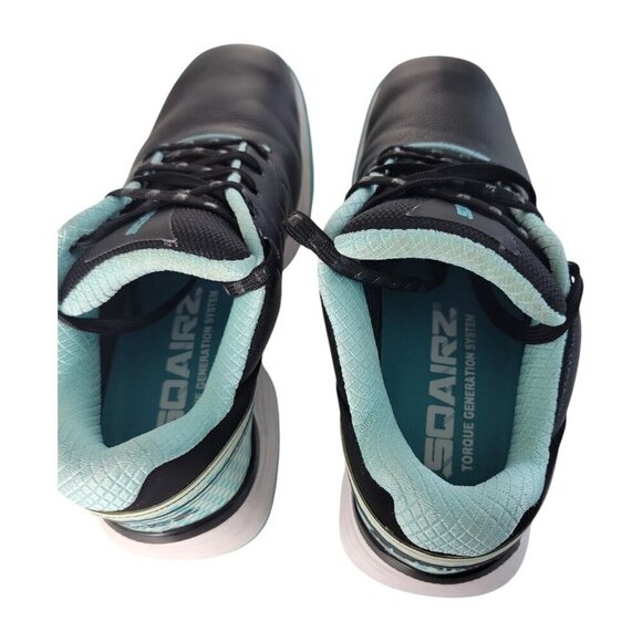 Sqairz Arrow Golf Shoes Womens Sz 7 Black Blue Waterproof Spikes Sneakers Preppy - Picture 13 of 14